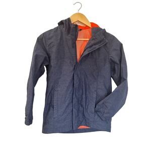 Boy's North Face Windbreaker sz M (10-12) Navy Blue Full Zip Hooded Jacket